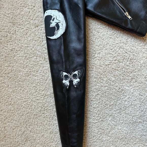 Black Girl Gang Punk Faux Leather Full Zip Jacket Size S - Picture 5 of 9